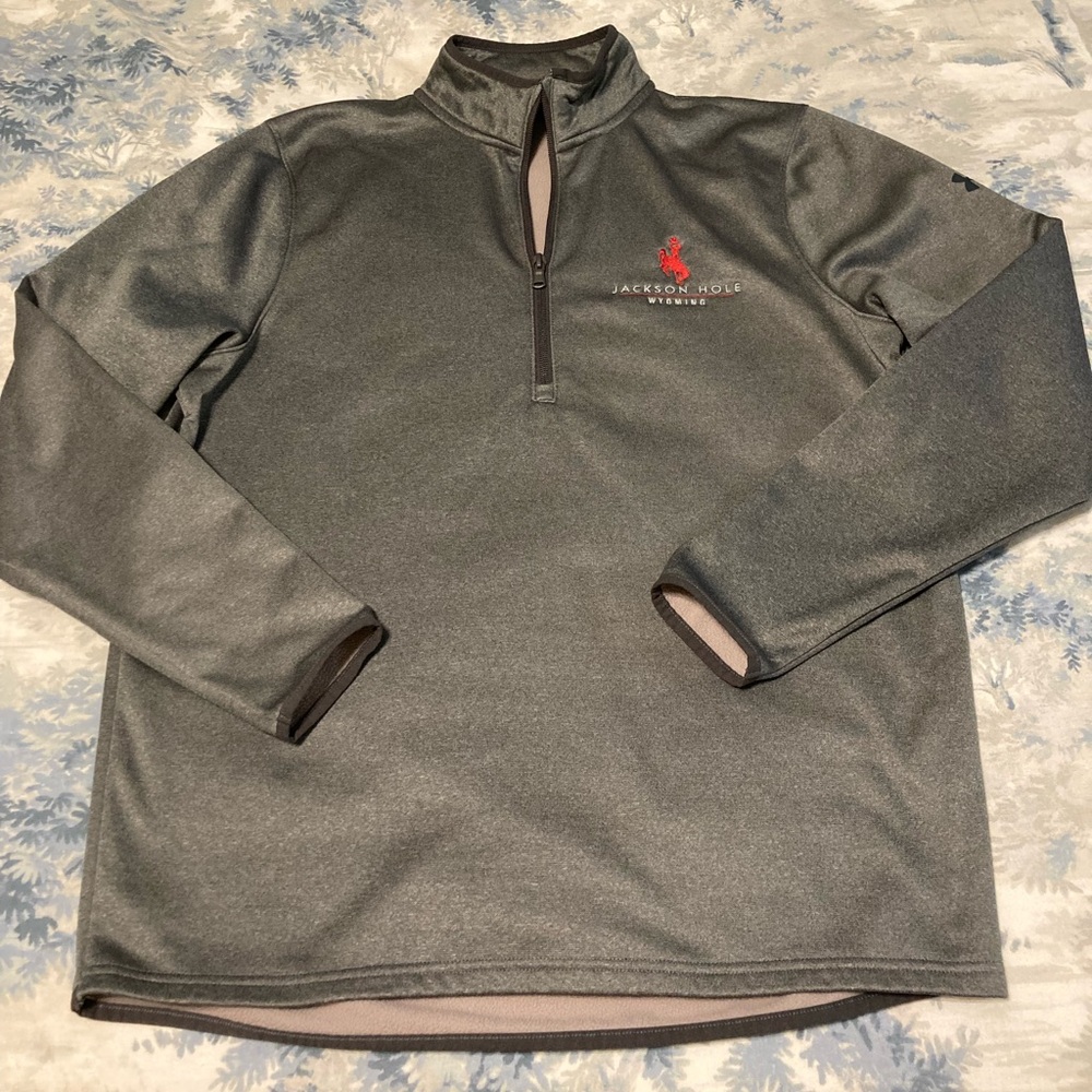 Under Armour Jackson Hole Wyoming Embroidered Quarter Zip Sweatshirt Medium Gray